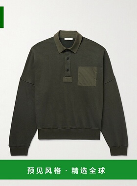 1h可退 香港直邮The Row 男士 长袖Polo衫 611K628 green绿色 舒