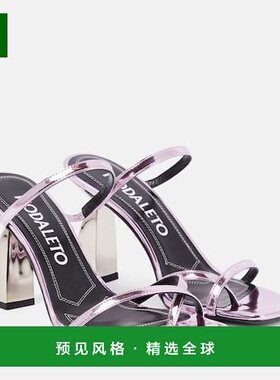 1h可退 香港直邮Nodaleto 女士 Angel 金属感皮质凉拖 pink粉色