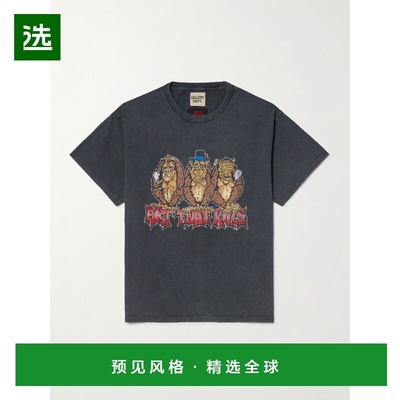 1h可退 香港直邮gallery dept 男士 See No Evil 亮片印花棉针织T
