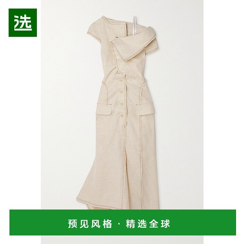 1h可退 香港直邮Jacquemus 女士 Camargue 不对称亚麻真丝混纺超