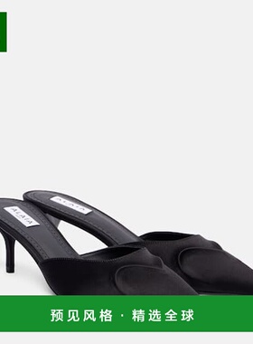 香港直邮Alaïa 女士 Le Cœur 3D 55 绸缎凉拖 black黑色 舒适时尚