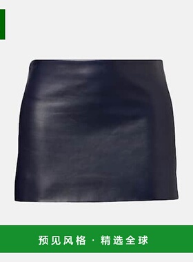 1h可退 香港直邮KHAITE 女士 Jett 皮革迷你半身裙 blue蓝色 舒适