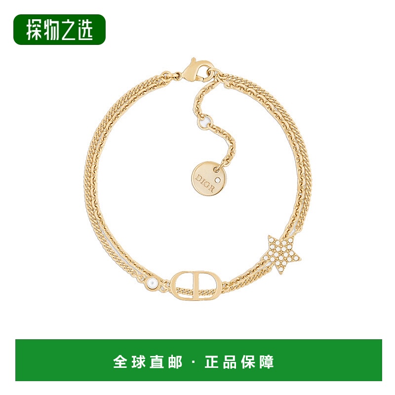 1h可退 欧洲直邮DIOR迪奥Petit CD双链条手链女士水晶装饰金属链