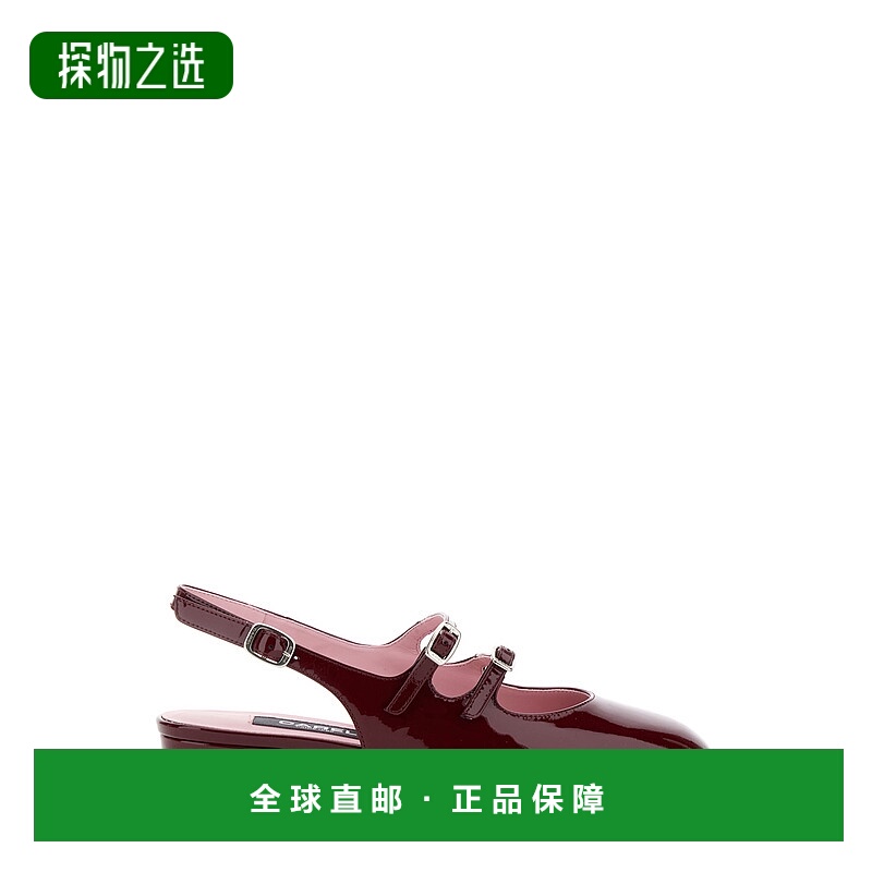 香港直邮Carel 女士 'Peche' 酒红玛丽珍漆皮浅口鞋 332012BURGUN