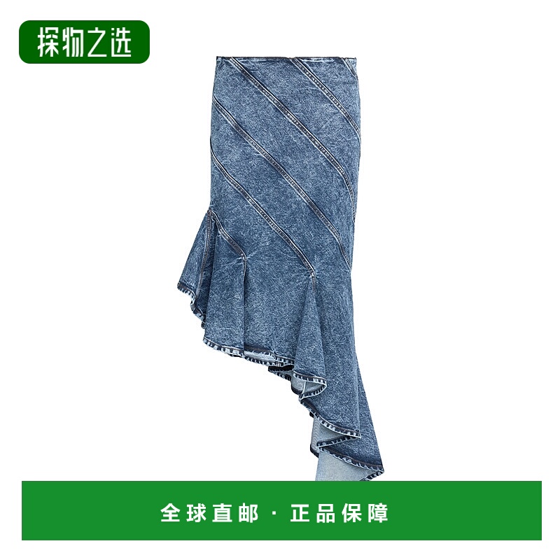 香港直邮Alaia 牛仔螺旋裙 AA9J2283T535A