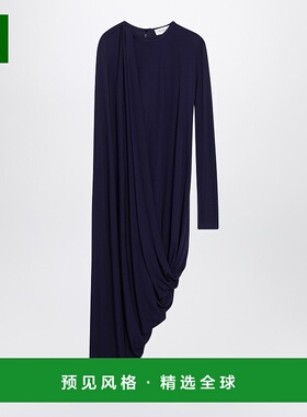 香港直邮Sportmax 斯宝麦斯 女士 深色紫色垂褶不对称连衣裙 ARIE