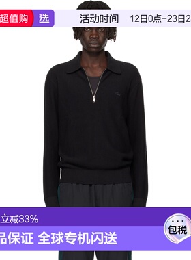 1h可退 香港直邮Lacoste 法国鳄鱼 男士 黑色半拉链 Polo 衫 AH51