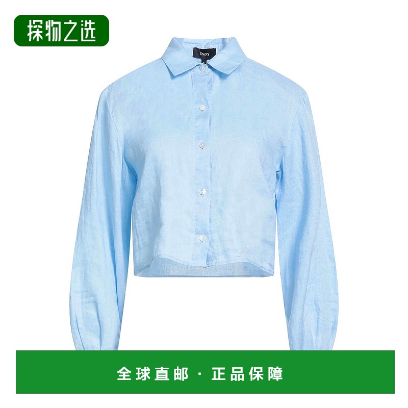 香港直邮THEORY 希尔瑞 女士 亚麻衬衫 blue蓝色 舒适时尚