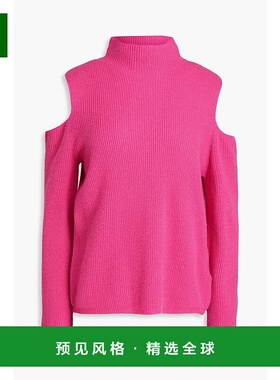 1h可退 香港直邮Maje 女士 剪口罗纹羊绒高领毛衣 MFPPU00727ROSE