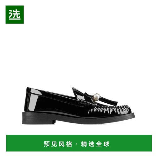 香港直邮Jimmy Choo 珍珠流苏平底乐福鞋 ADDIE/PEARL PAT一脚蹬