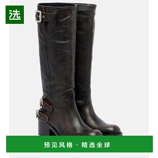 1h可退 香港直邮Chloe 蔻依 女士 Dakota 皮质及膝骑士靴子厚底鞋