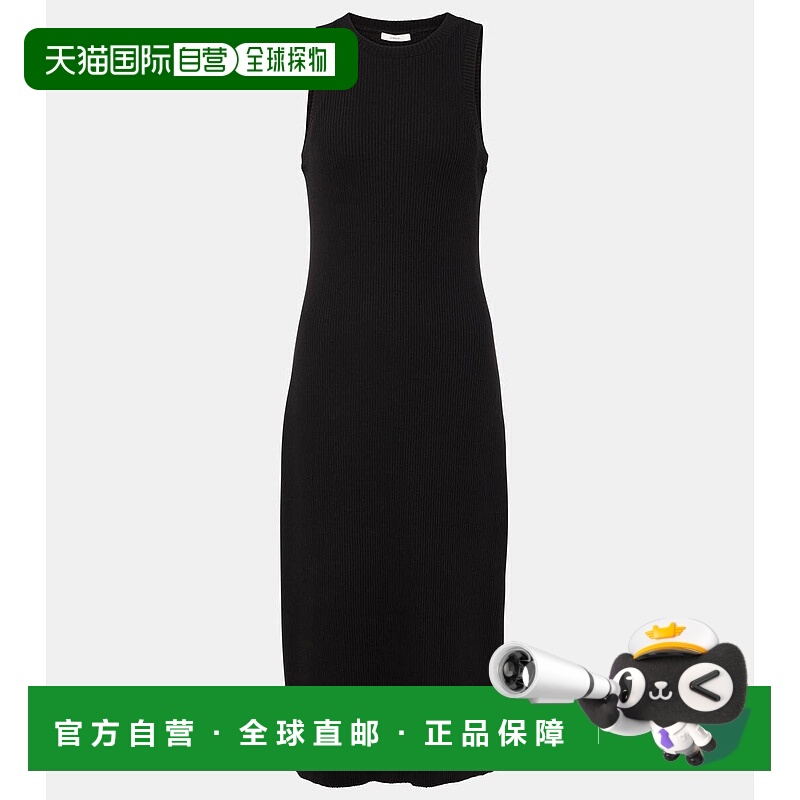 1h可退 香港直邮VINCE 女士 罗纹针织针织中长连衣裙 black黑色