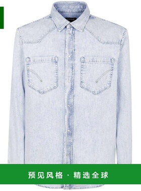香港直邮DONDUP 男士衬衫 UC347RDF0272UIZ3800 SS2025 蓝色