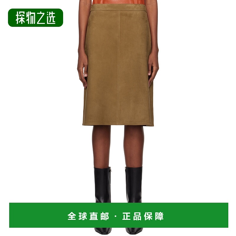 香港直邮Salvatore Ferragamo A-Line 皮半身裙 13D047 - 771354-