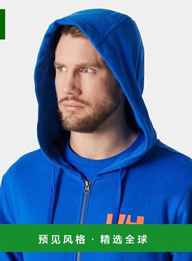 欧洲直邮Helly Hansen 男士蓝色棉HH徽标全拉链连帽衫2.0卫衣