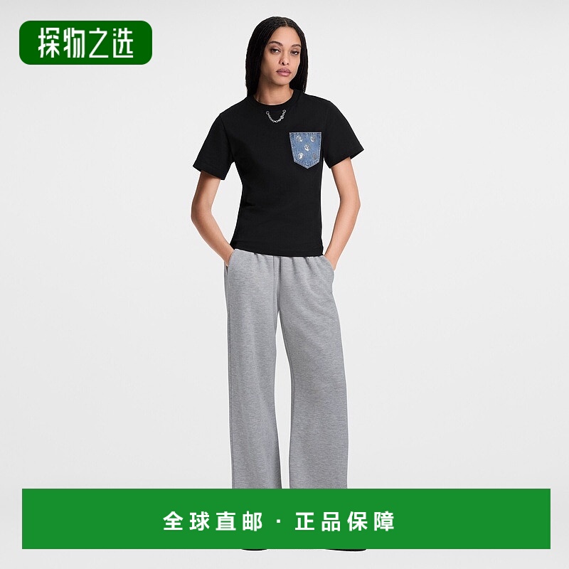 自营1h可退 欧洲直邮LV路易威登 Monogram女士黑色棉圆领短袖T恤