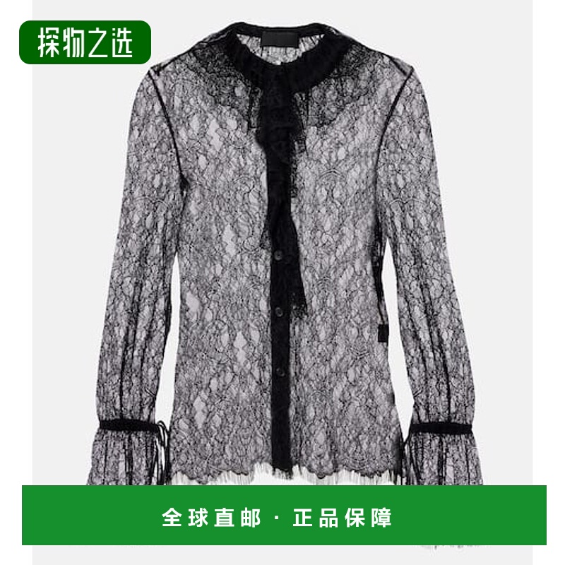 香港直邮NILI LOTAN 女士 Cecily 蕾丝衬衫 black黑色 舒适时尚