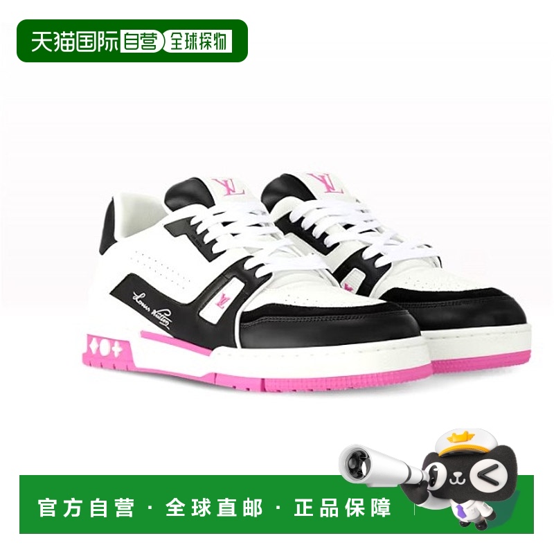 自营1h可退 欧洲直邮LV路易威登运动鞋 女士粉色牛皮复古橡皮签名