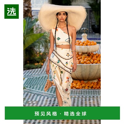 1h可退 香港直邮ALÉMAIS 女士 Sidi 精饰亚麻混纺中长半身裙