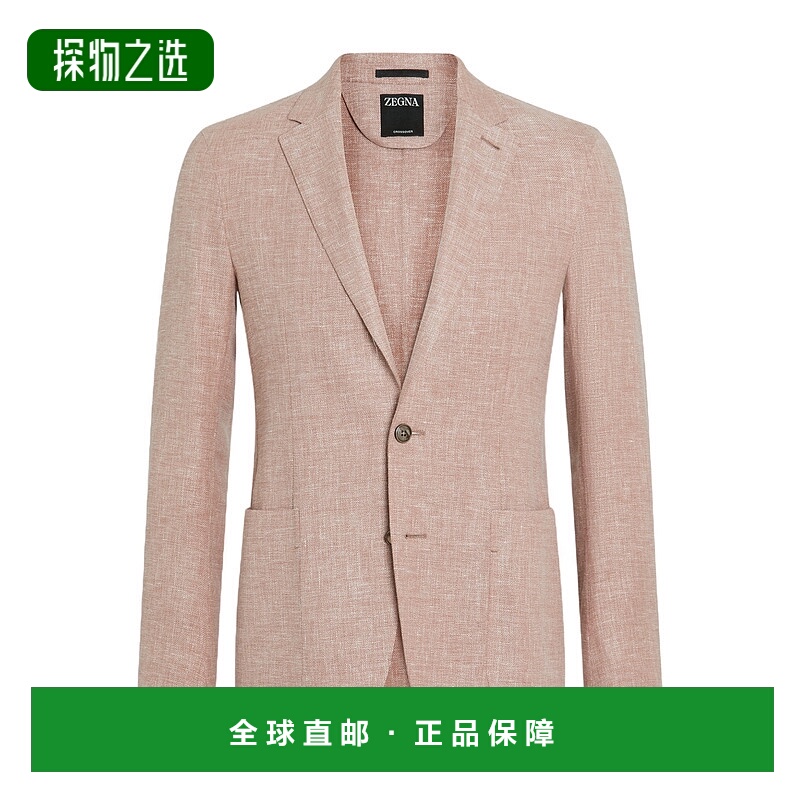 香港直邮Zegna 交叉亚麻羊毛丝绸混纺西装外套 949531A91DJ