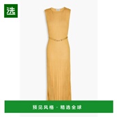 香港直邮Gabriela Hearst 女士 1h可退 Meier 束带罗纹真丝中长连