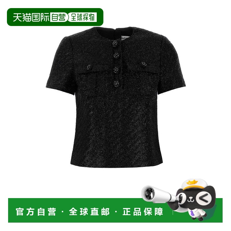 1h可退 香港直邮Self-Portrait 女士 黑色聚酯混纺上衣 AW24002TB