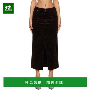 1h可退 【美国直邮】FRAME棕色灯芯绒中长裙 女装半身裙 修身时尚