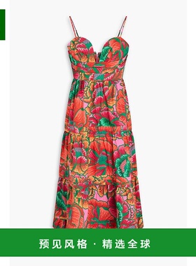 1h可退 香港直邮FARM RIO 女士 层叠印花棉质中长连衣裙 317744BE