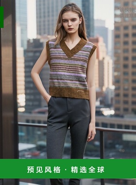 香港直邮Ganni 条纹无袖针织衫 K2356正品流行穿搭休闲保暖高级感