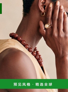 欧洲直邮Sezane 女士金色/白色黄铜/玻璃戒指新款