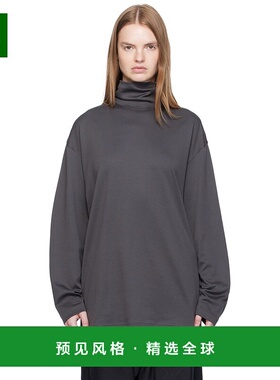 1h可退 香港直邮Lemaire 女士 灰色 Relaxed Mock Neck T 恤 TO14