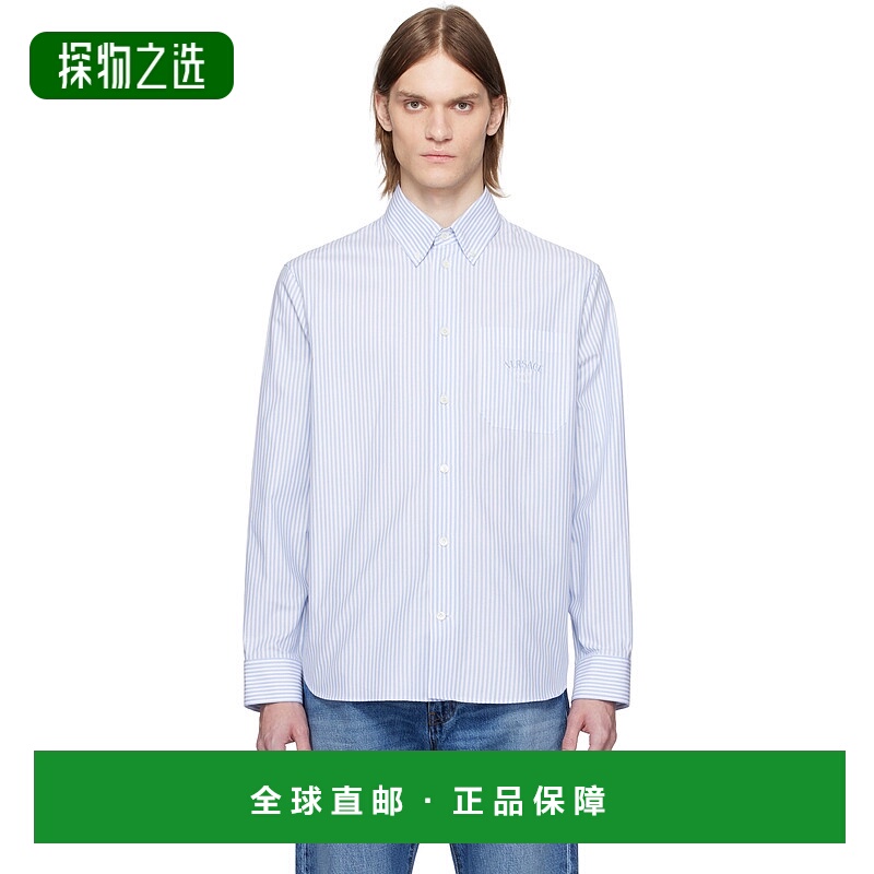 1h可退 香港直邮Versace 范思哲 男士 蓝色 & 白色 Informal Stri