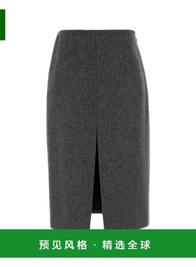 1h可退 香港直邮Prada 普拉达 女士 深灰羊毛半身裙 P107ZSOOOC2O