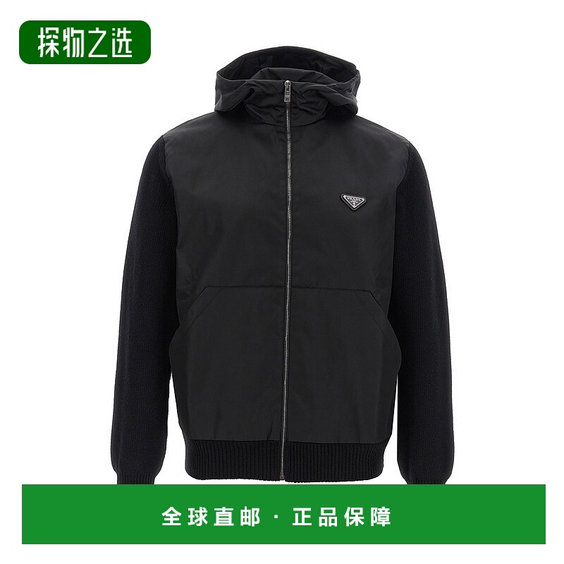1h可退 香港直邮Prada 普拉达 男士 FRONTAL 尼龙拼接针织开衫 UM