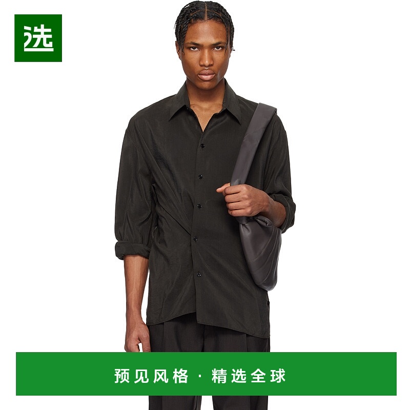 1h可退 香港直邮Lemaire 男士 棕色 Twisted 衬衫 SH1180LF1308