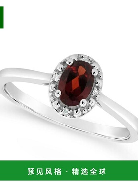 1h可退 【美国直邮】Macy's|纯银钻石点缀和石榴石（1/2 克拉总重
