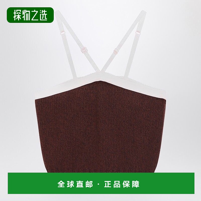 1h可退 香港直邮Prada 普拉达 女士 棕色羊毛羊绒上衣 P29B98AAO1