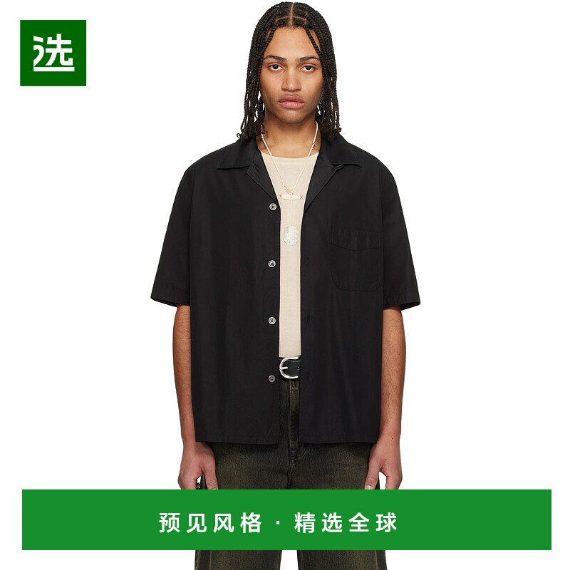 1h可退 香港直邮Our Legacy 男士 黑色 Heusen 短袖衬衫 M2252HBE