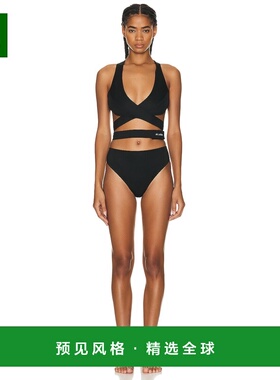1h可退 香港直邮Alaïa 女士 十字交叉比基尼套装(黑色) AA9W00324