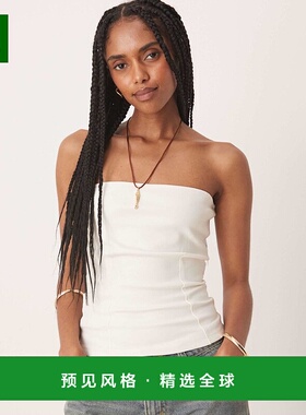 香港直邮ASOS 女士 设计棉毛布抹胸乳白色上衣(coconut)