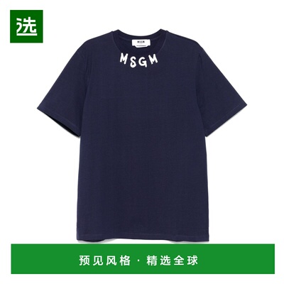 香港直邮MSGM 男士T恤 3840MM10225700287 SS2025 蓝色