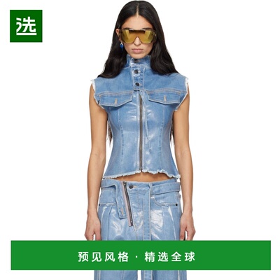1h可退 香港直邮Ottolinger 女士 蓝色 Glazed Denim Zip 上装 11