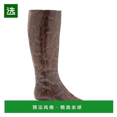 1h可退 香港直邮aeyde 女士 Sabrina 蛇皮质感及膝靴子 brown棕色