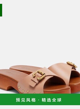 1h可退 香港直邮Chloe 蔻依 女士 Jeannette 40 精饰皮质木屐凉鞋