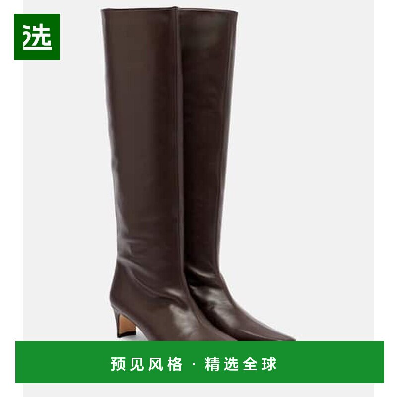1h可退 香港直邮Staud 女士 Wally 55 皮质及膝靴子 brown棕色 舒图片
