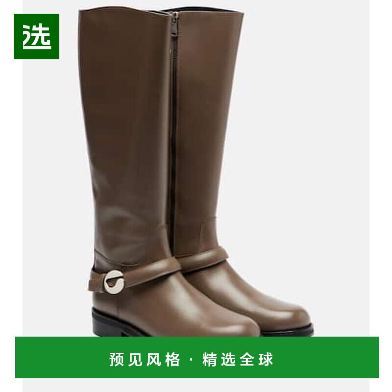 1h可退 香港直邮Coperni 女士 Cavalier 皮质及膝靴子 brown棕色图片