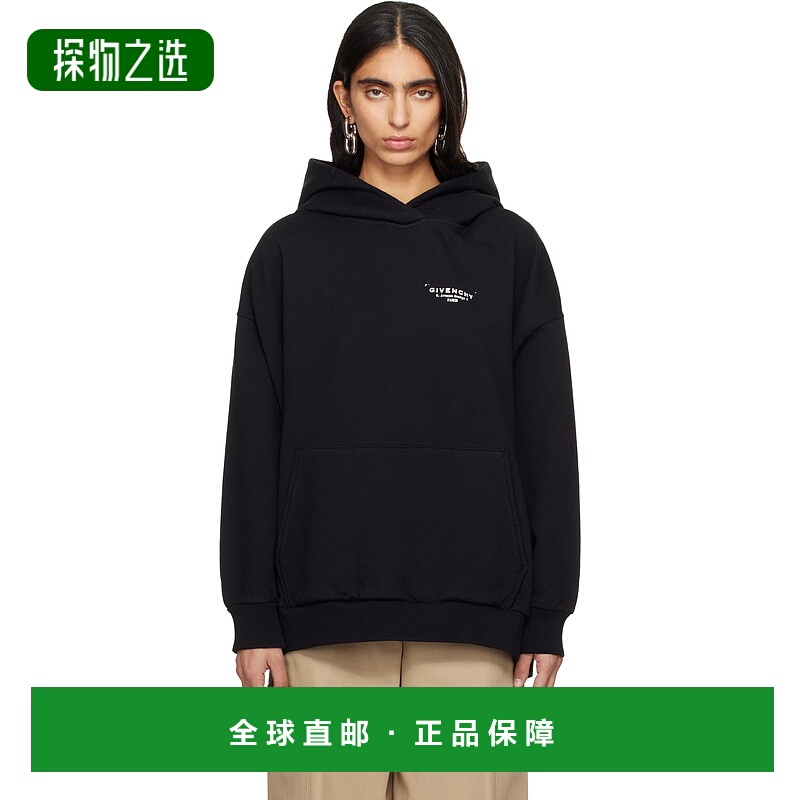 香港直邮Givenchy 纪梵希 女士 黑色徽标连帽衫 BWJ04TP75N