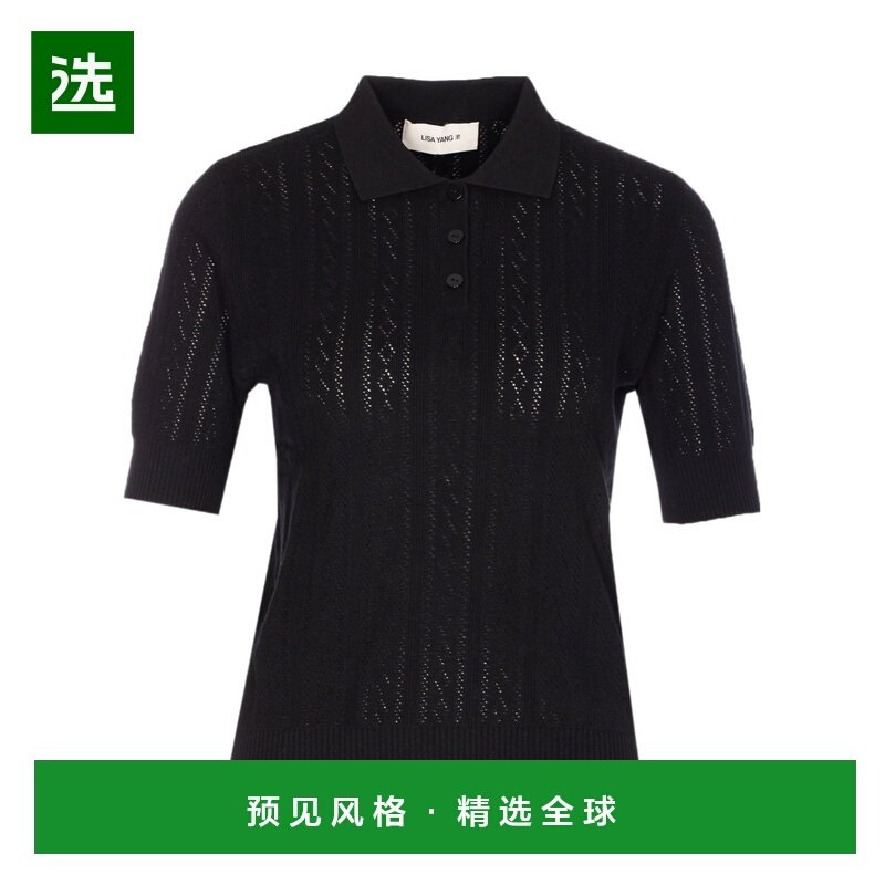 香港直邮LISA YANG 女士POLO衫 2026022OR SS2026 黑色 短袖针织,女装/女士精品,POLO衫,淘宝优惠券,粉丝福利购,淘宝优惠卷