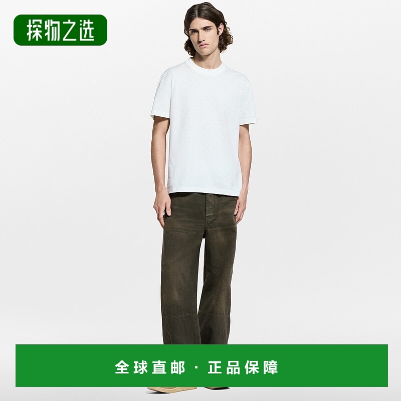 1h可退 欧洲直邮LV路易威登 Monogram男士奶白色棉老花图案短袖T