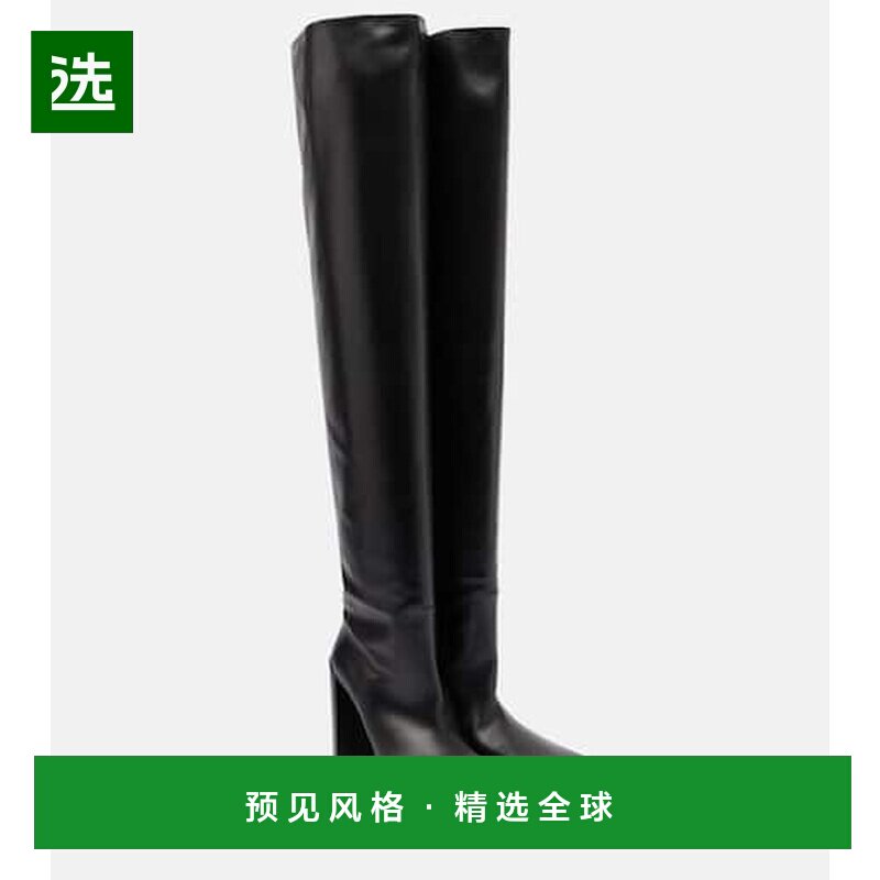 香港直邮AlaÏa 女士 皮质过膝靴子 black黑色 舒适时尚女鞋